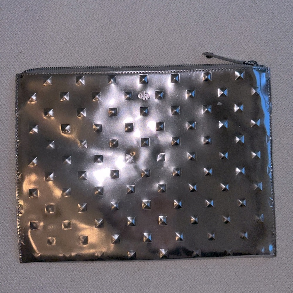 Silver leather clutch